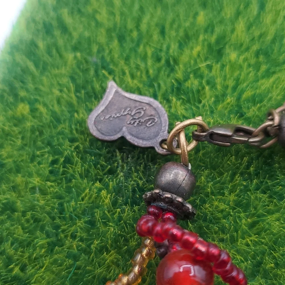 City Gypsies Elegant Red and Gold Beaded Bracelet‎ B3025